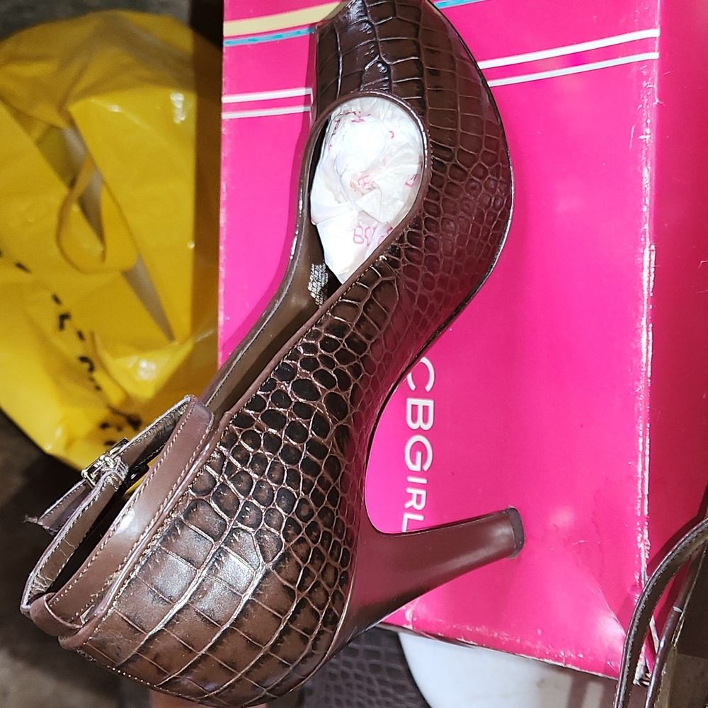 BCBGirls peep toe brown heels